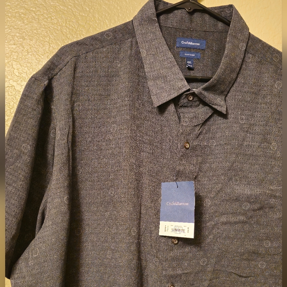 Croft & Barrow Charcoal Geometric Shirt XXL